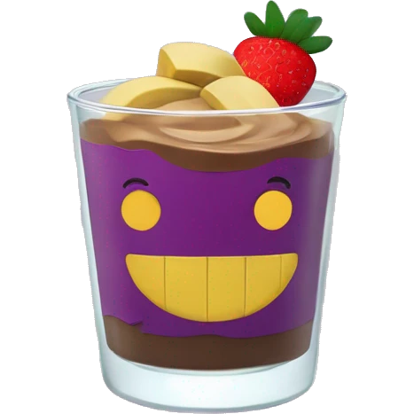 Açaí in a clear cup with layers of bananas and strawberries and peanut butter emoji