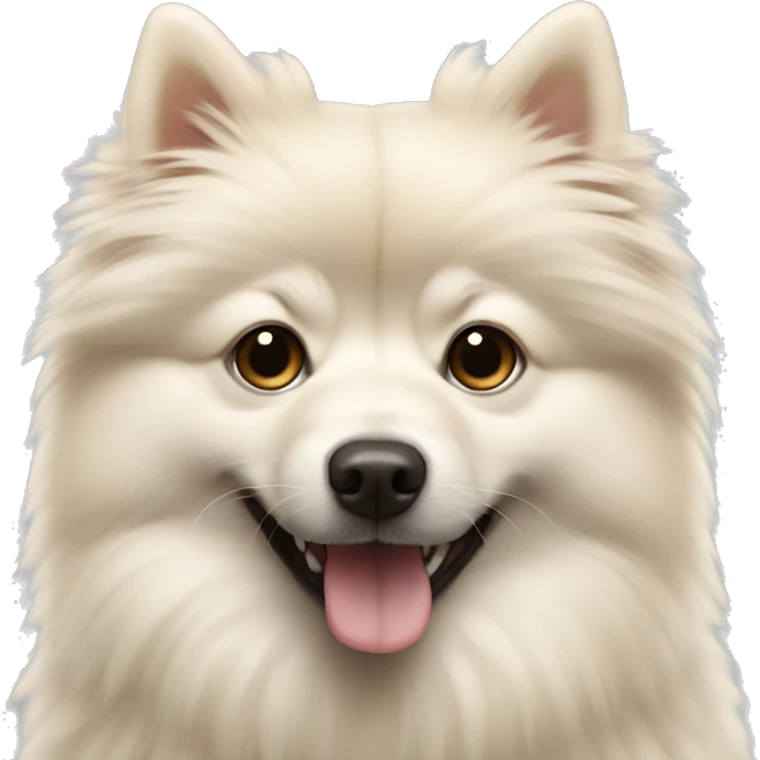 fluffy cream-colored Spitz with black eyes emoji