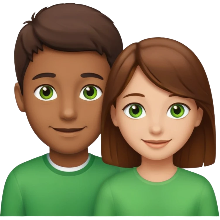 brown boy and brown hair girl with green eye couple  emoji