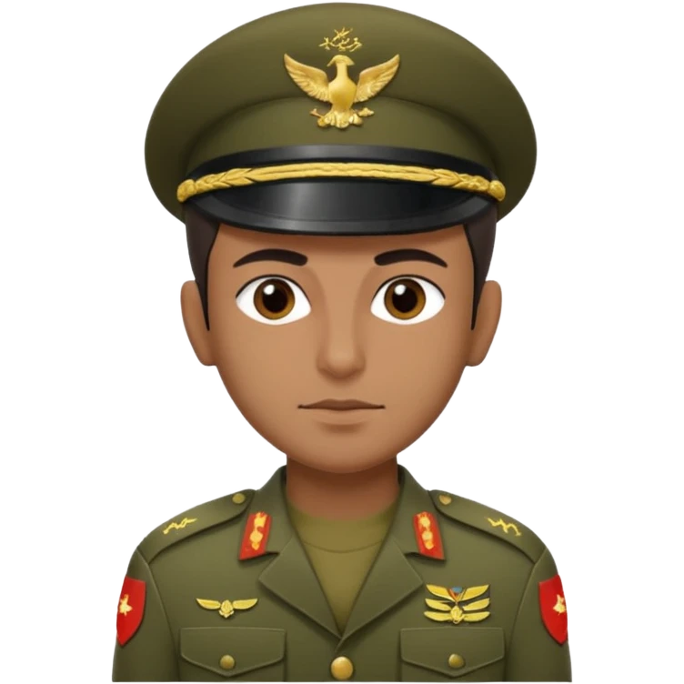 
portrait of an Iranian soldier, from head to chest, with a neutral expression emoji