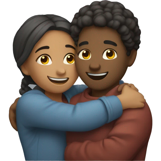couple hug with warm smiles emoji
