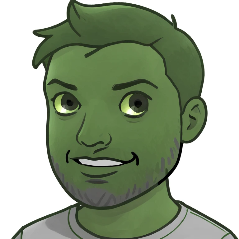 A hero emoji inspired by Moscow, featuring a character with a beard and short hair, wearing a gray t-shirt, with a purple and blue gradient background emoji
