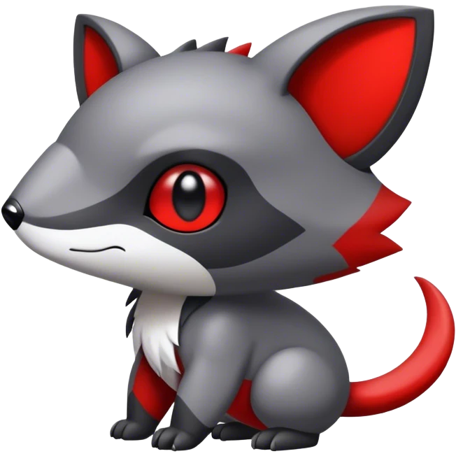 Cute cool black red white grey animal hybrid Fakemon full body emoji