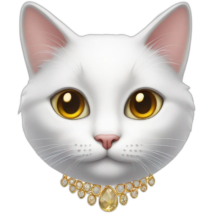 white Cat with big jewellery emoji