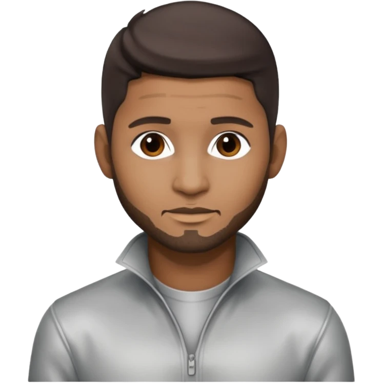Usher with dark brown hair, silver outfit emoji