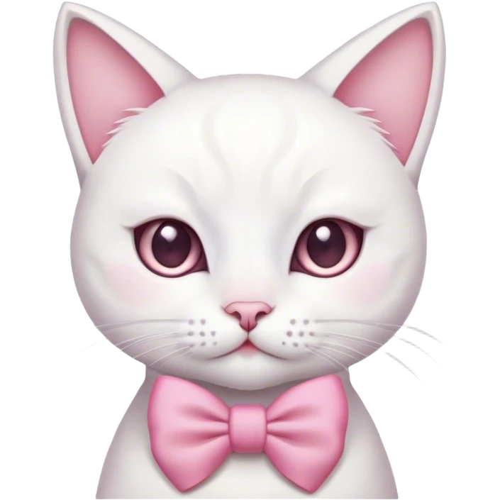 White cat with a pink bow on its head  emoji