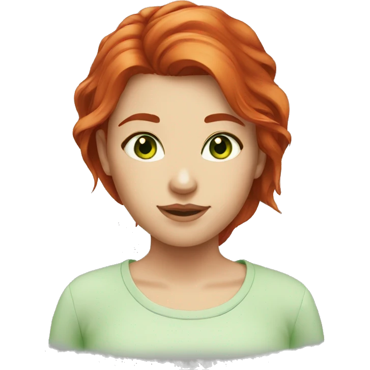 red medium hair girl green eyes emoji