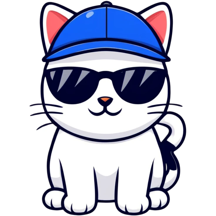 A cat wearing sunglasses and a cap emoji