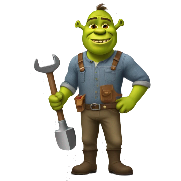 Shrek with working clothes and a wrench  emoji