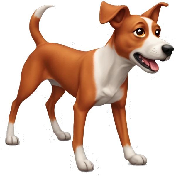 realistic solid red dog with pointed ears running emoji