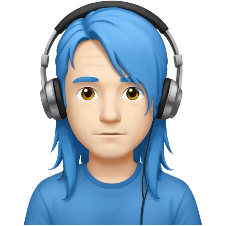 blue long haired man with headphone emoji