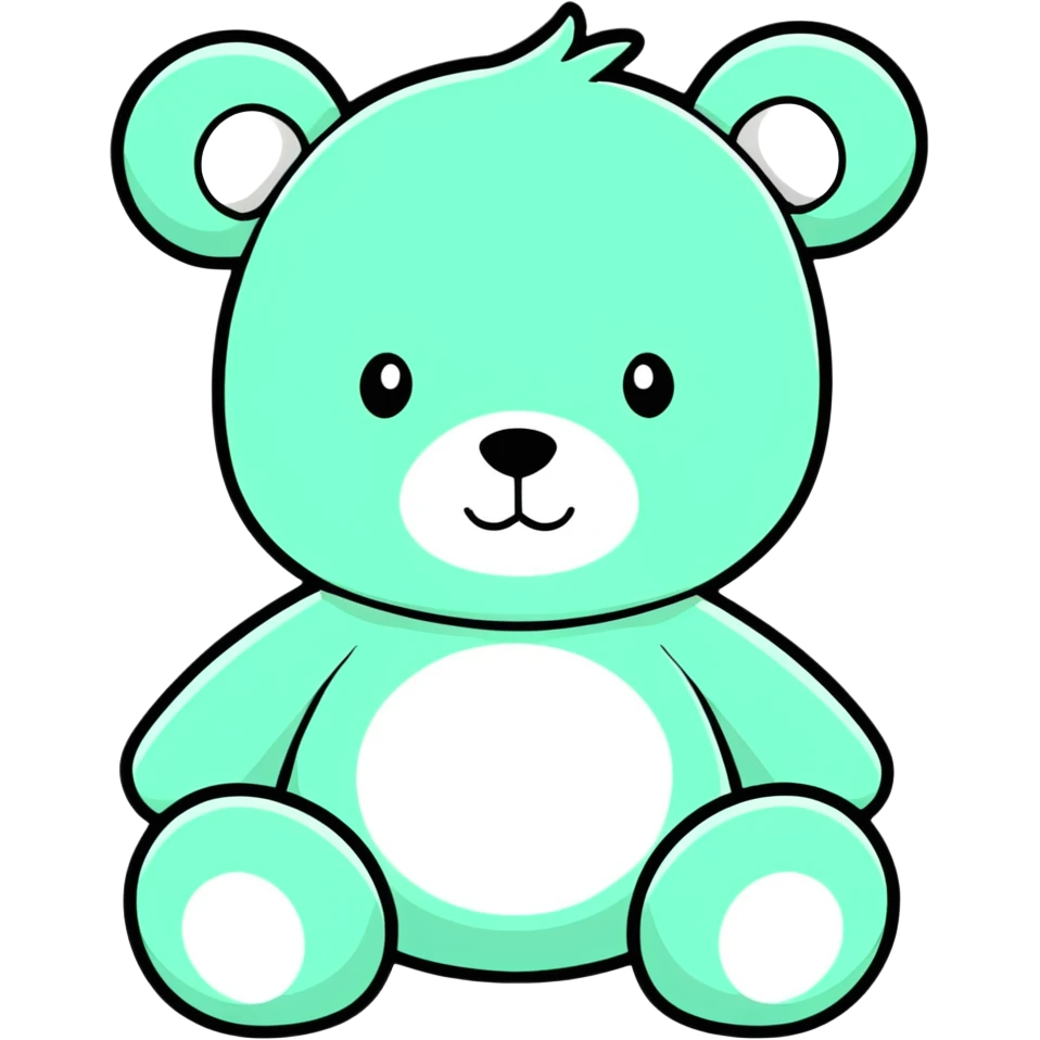 Mint green teddy bear, realistic  emoji