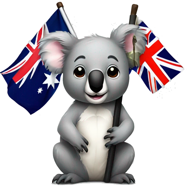 Koala bear head on a kangaroo body holding an Australian flag emoji