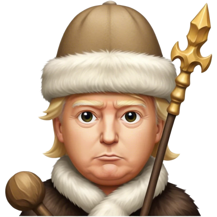Donald Trump is a king in a fur hat, holding a staff
hyper realistic emoji