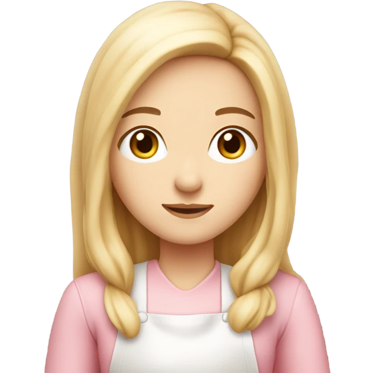 soft pink baker girl, long straight hair, with fair skin  emoji