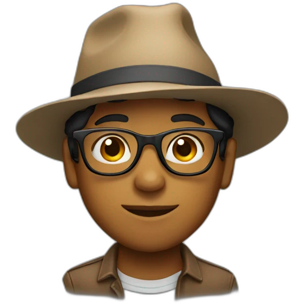 A brown boy wearing glasses and a hat emoji