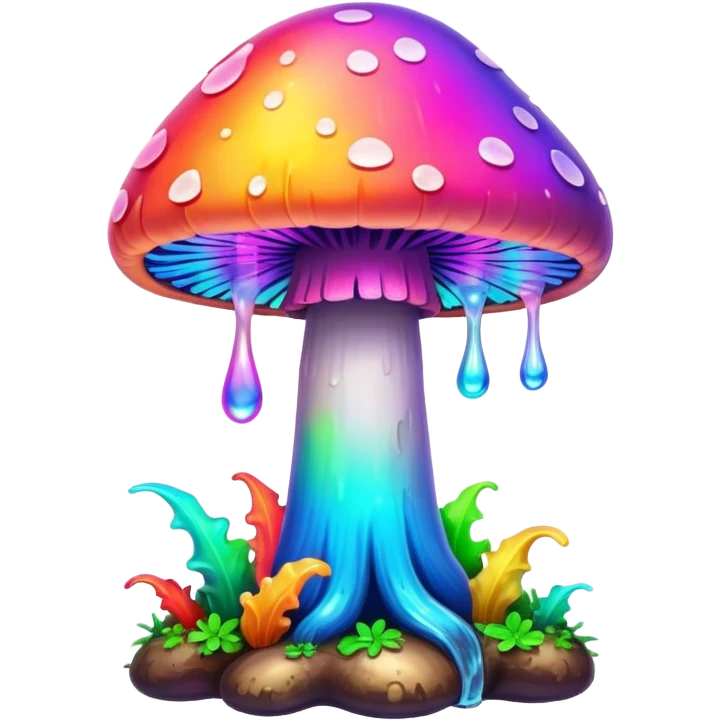  melting neon rainbow mushroom  emoji