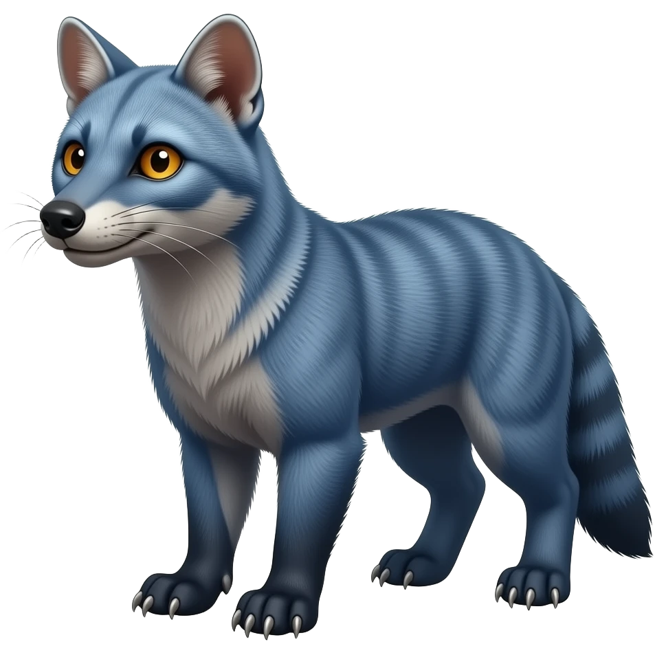 Blue genet-Fossa-civet-Feli-mustelid-creature-hybrid, full body emoji