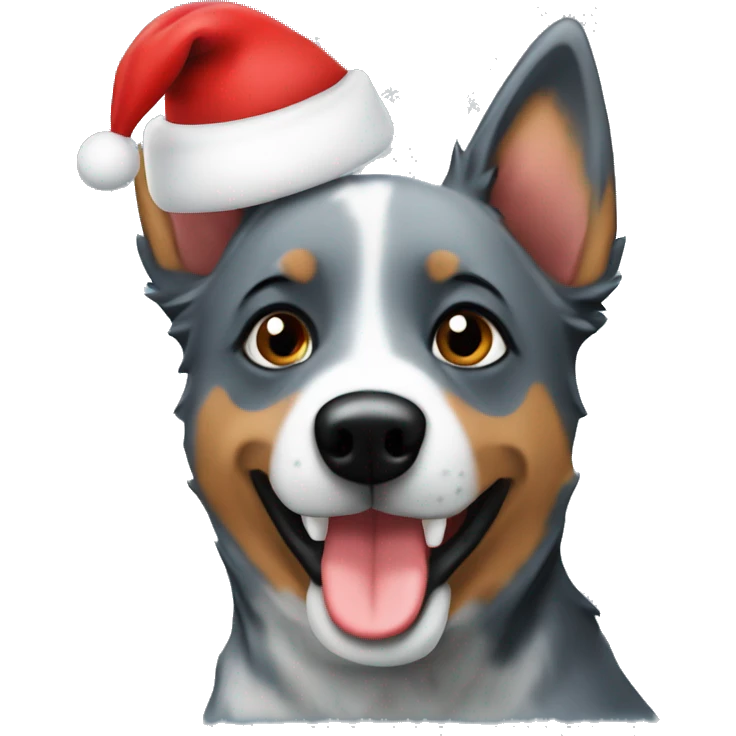 Blue heeler with Christmas hat  emoji
