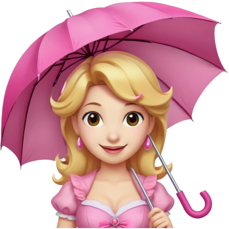 princess peach with a pink umbrella  emoji