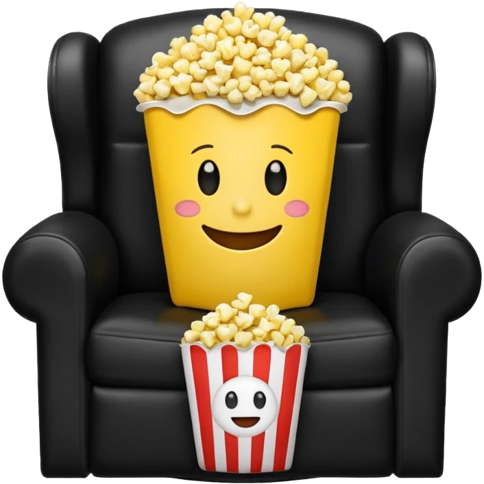 An emoji eating popcorn sitting on a recliner  emoji