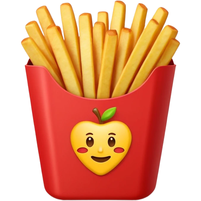 simple stylized red fries container with a yellow stripe or logo, apple style emoji emoji