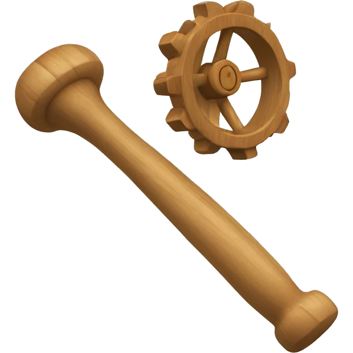 generate an emoji of a ‘rattle’, a traditional Mexican noisemaker. It typically features a wooden handle and a gear-like top with protruding pegs that hit a flat emoji