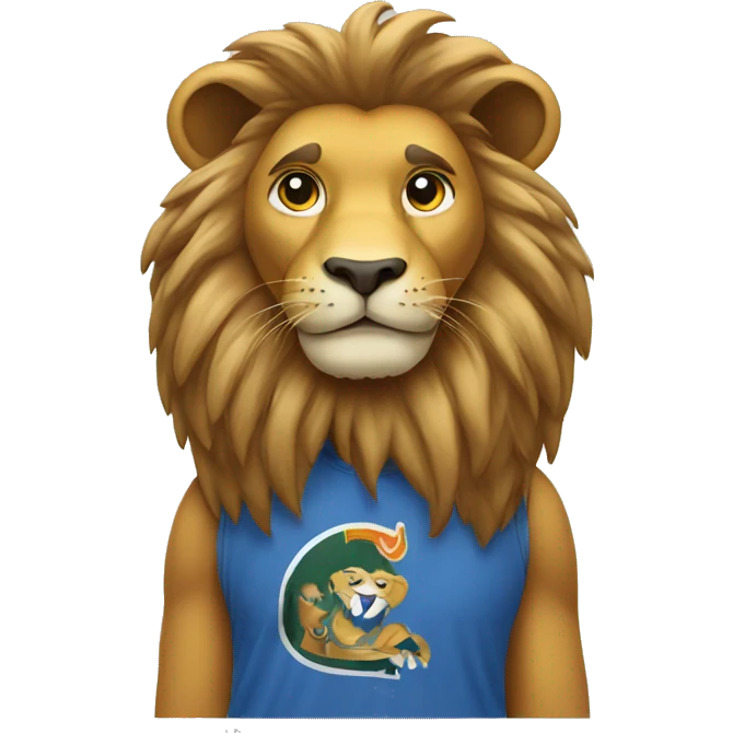 A lion wearing gs tshirt emoji