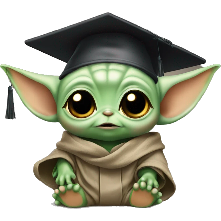 baby yoda wearing graduation cap emoji