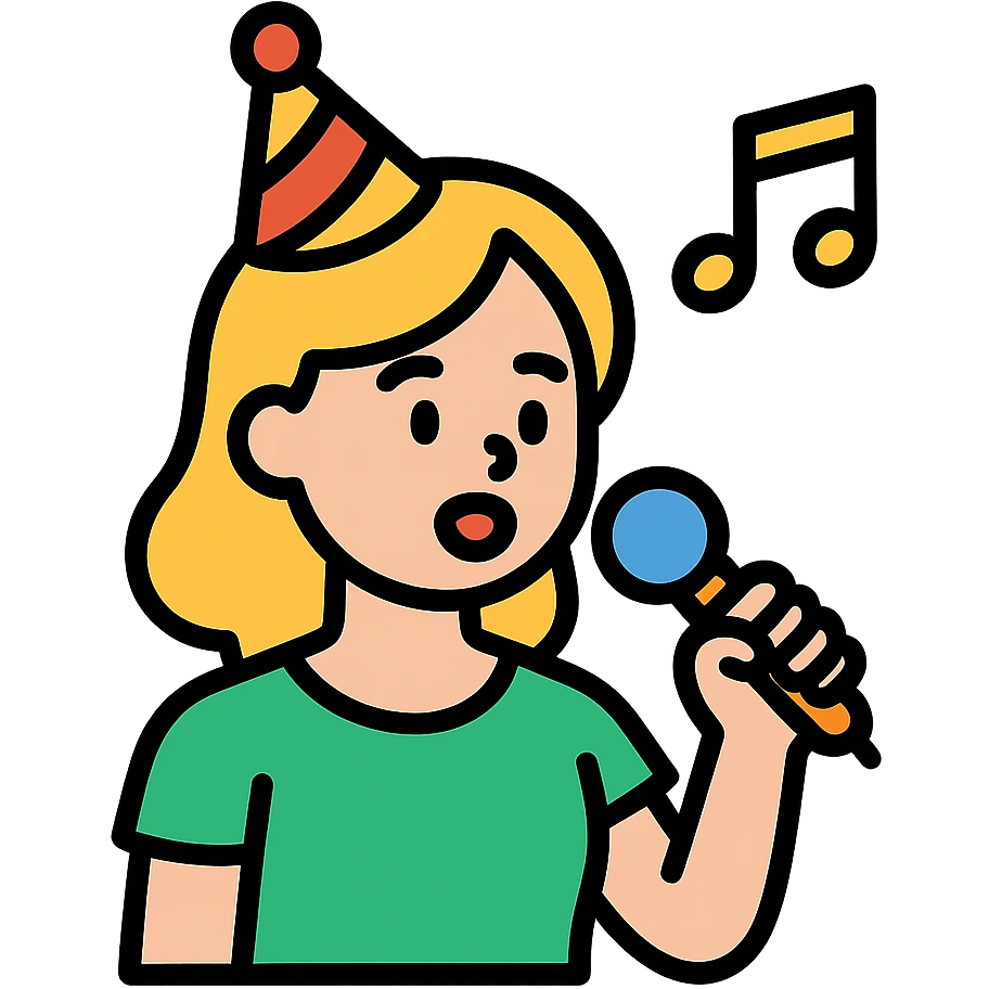 lady singing a birthday song emoji