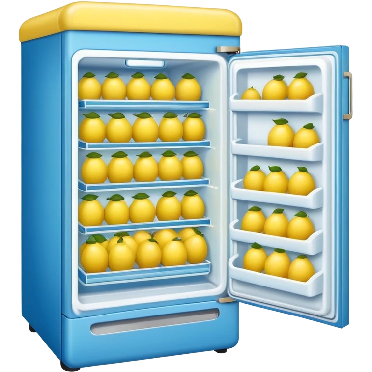 a blue refrigerator full of lemons emoji