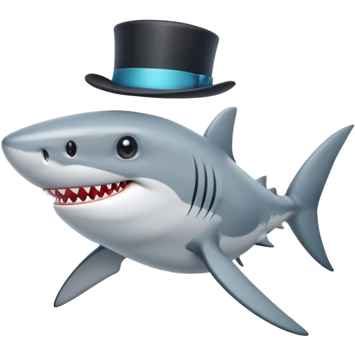 Shark with a top hat emoji