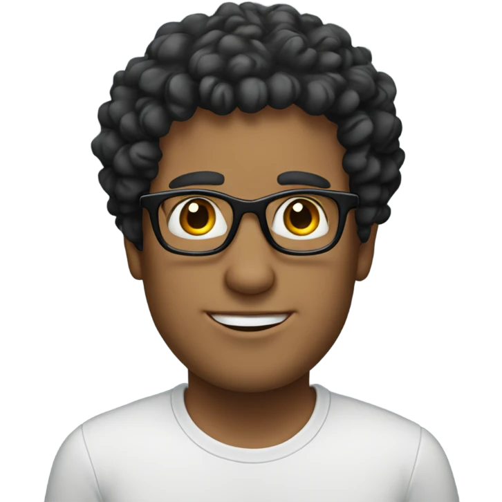 white guy with black curly hair glasses  emoji