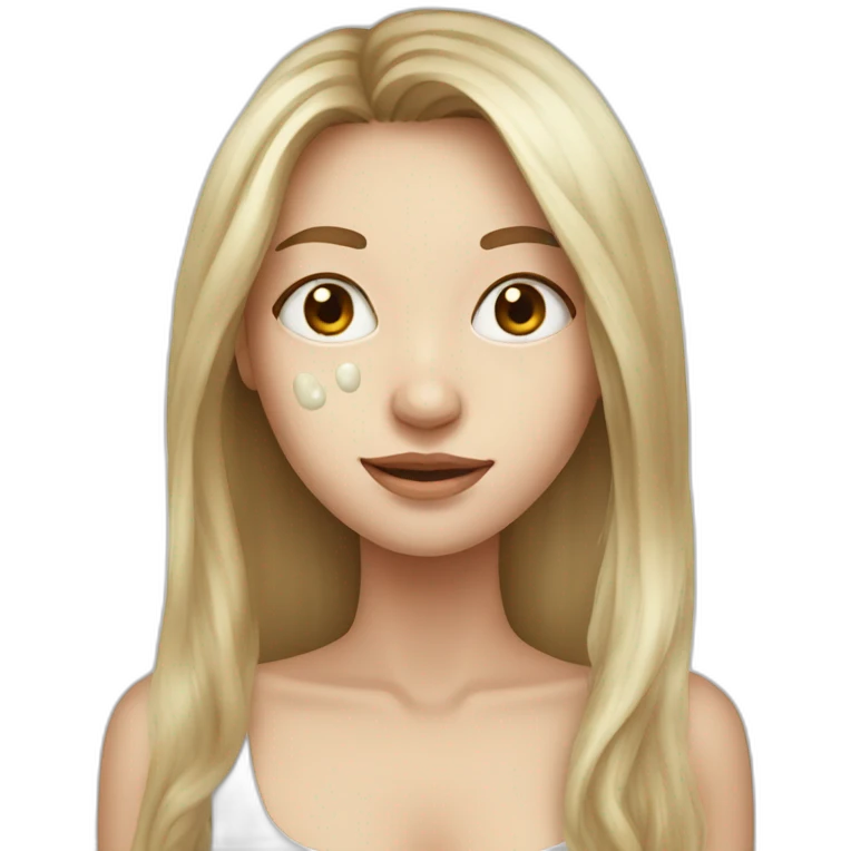 female face with long hair and large milk stains emoji