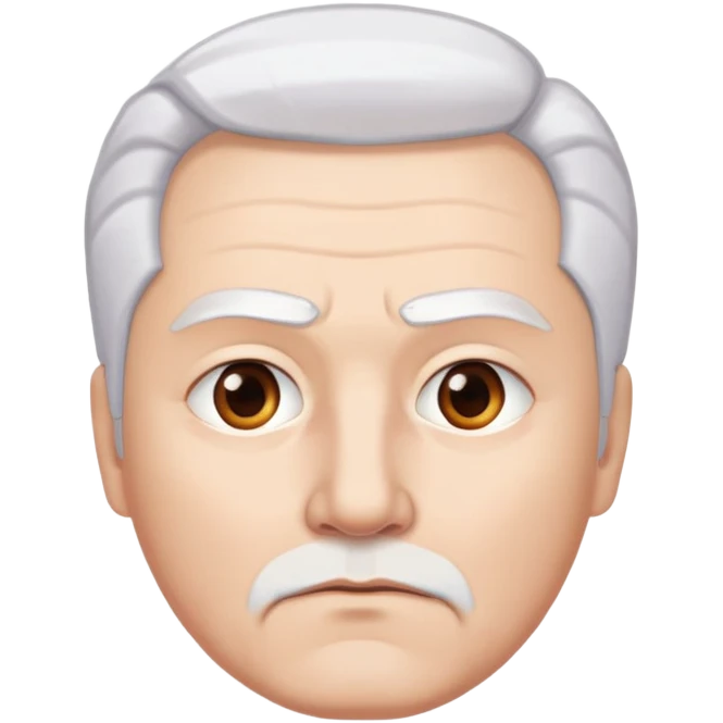"- Nam
- 50 tuổi
- Da trắng
- Tóc bạc, lông mày trắng
- Mặt nghiêm túc
" emoji