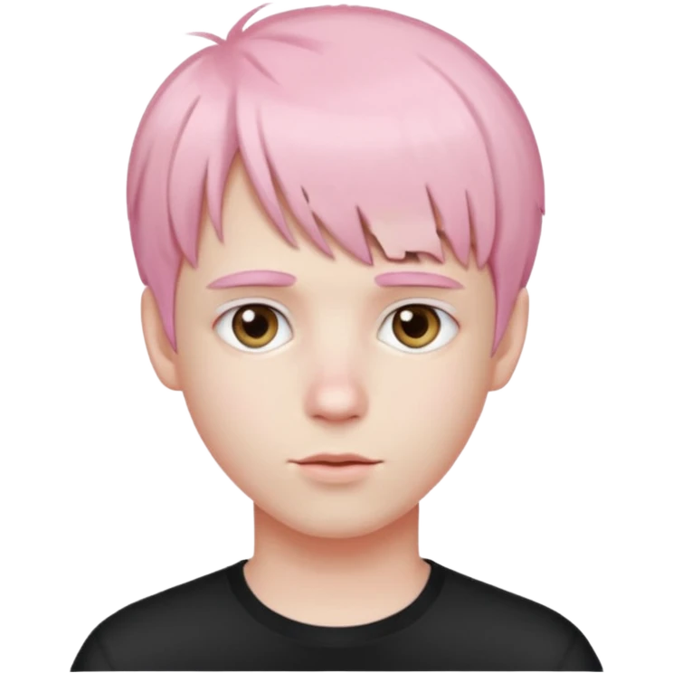 Pretty boy, short light pink hair with bangs. Pale.  emoji