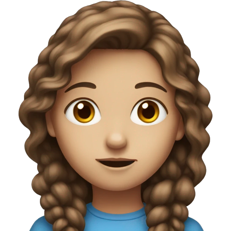 curious girl with brown hair and blue eyes emoji