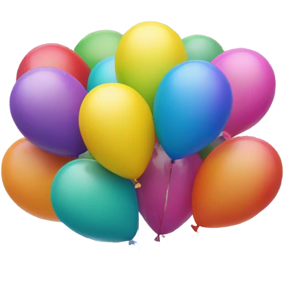 Bright colored balloons in a group and confetti emoji