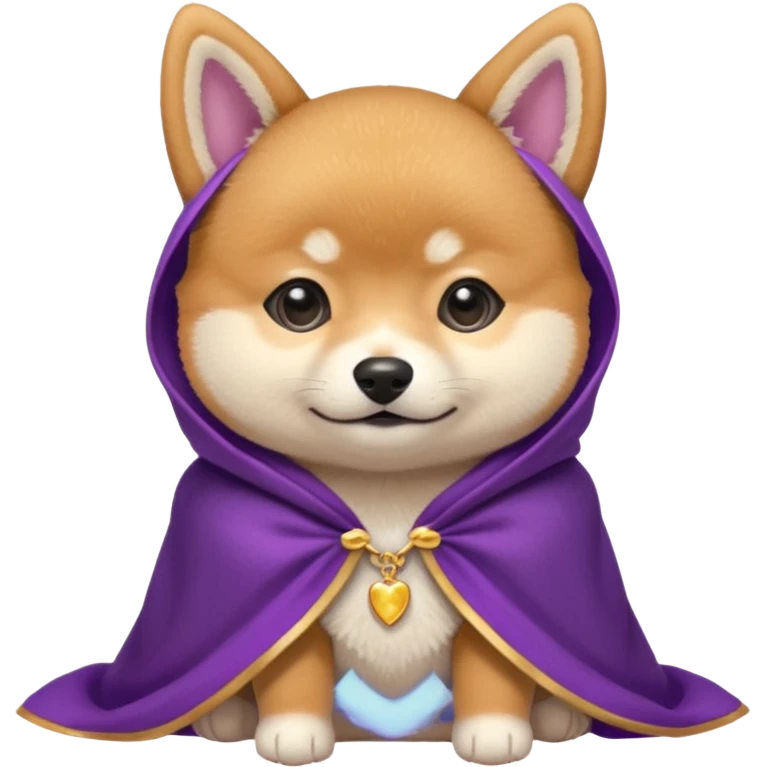 baby shiba dog, in magic purple cloak emoji