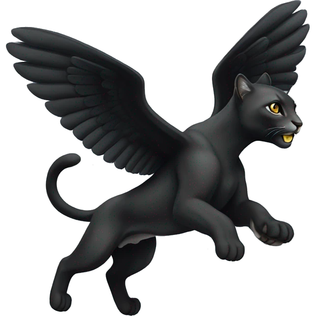 winged black puma flying emoji