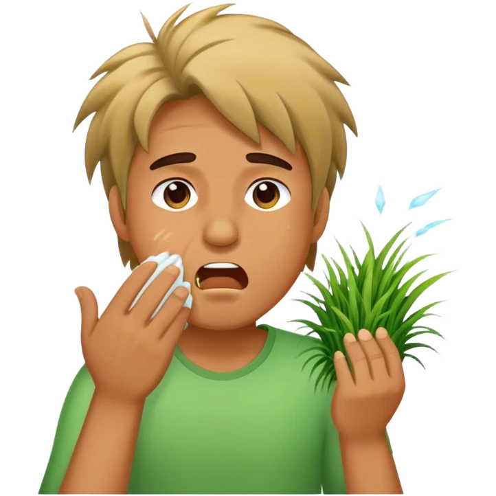 man with grass for hair sneezing emoji