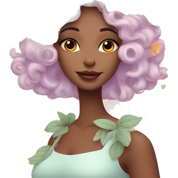 Gorgeous pastel lady with flowers and butterflies emoji