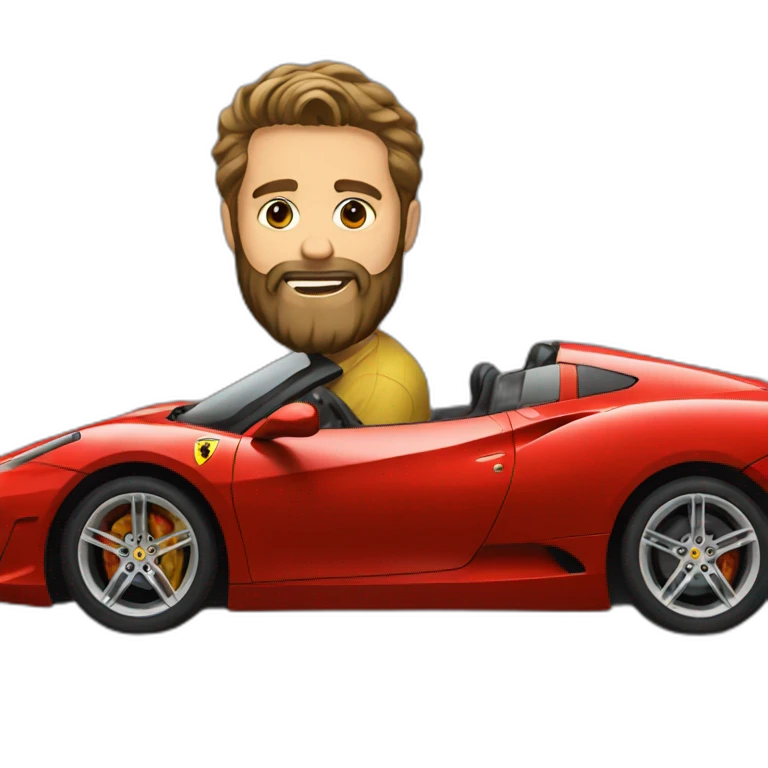 Bearded guy in a Ferrari  emoji