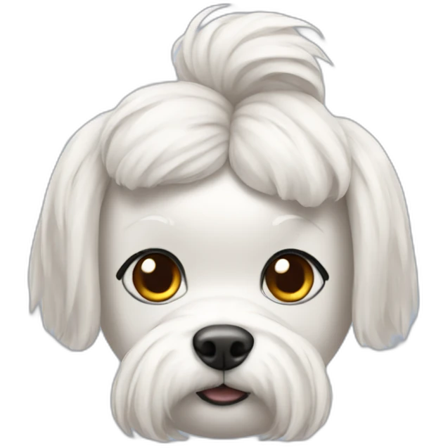 Maltese with hair tied up emoji