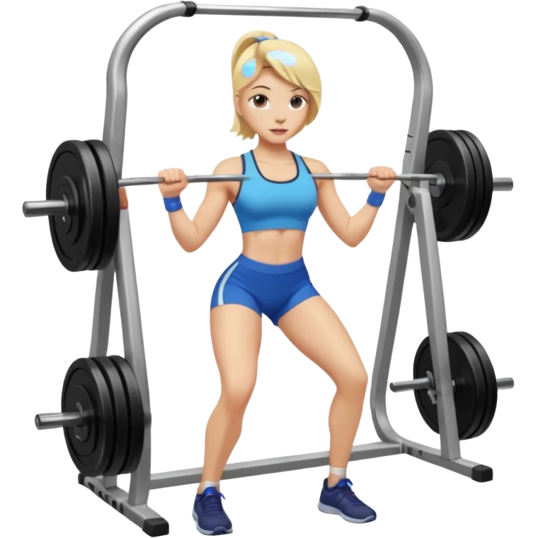 Blonde girl doing leg day in the gym, aesthetic emoji