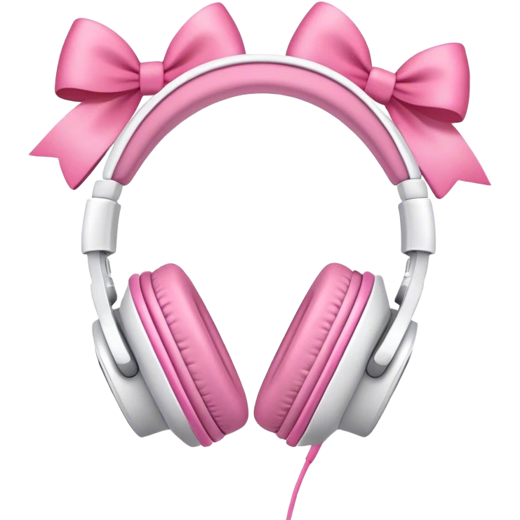 White headphones with pink bows emoji