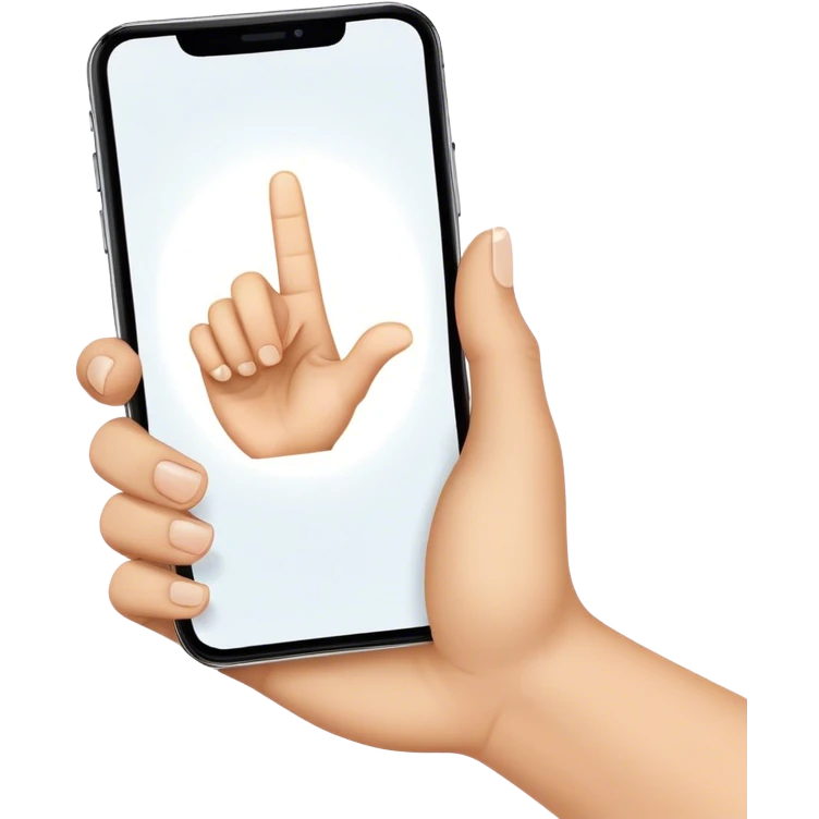 Hand, Two finger point towards phone screen emoji