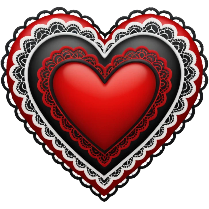 red and black heart with white lace, more black than red emoji