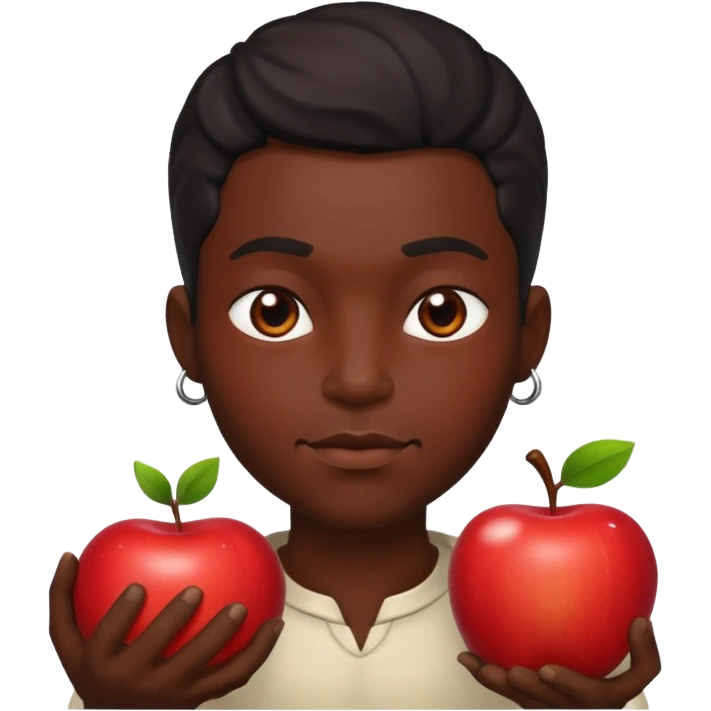 black skin god with an apple emoji