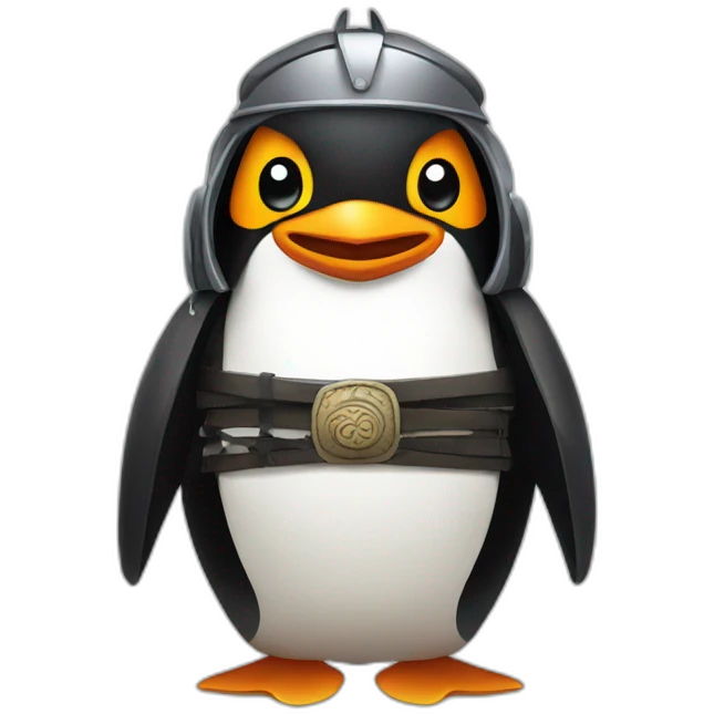penguin with samurai helmet emoji